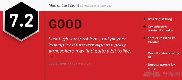 《地铁余光》获IGN评分7.2佳评 硬派FPS的最佳选择