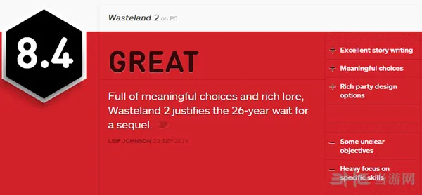 废土2获IGN8.4好评 世界末日之佳作