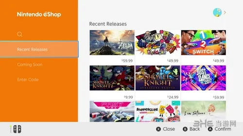 任天堂Switch商店eShop界面放出 游戏售价一览