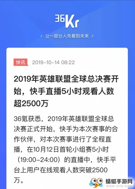 英雄联盟S9各队剑指总冠军,快手直播5小时观看人数超2500万