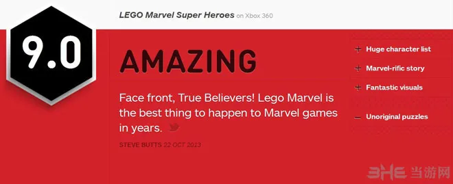 乐高漫威超级英雄获IGN9分好评 角