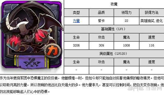 全民英雄夜魔厉害吗 紫卡夜魔属性和技能介绍