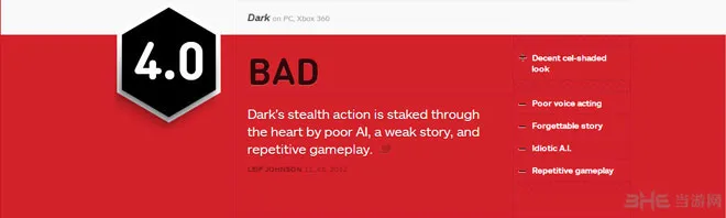 黑暗潜伏者IGN仅4.0分 只有漫画风格可取？