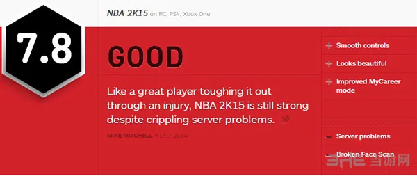 nba2k15获IGN7.8好评 在线服务器依