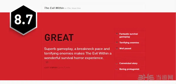 恶灵附身获IGN8.7好评 绝佳的生存