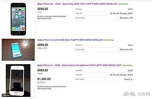 Flappy Bird下架 含有像素鸟游戏的手机ebay上卖9万美元