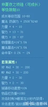 DNF2014仲夏夜成长首饰属性大全 可