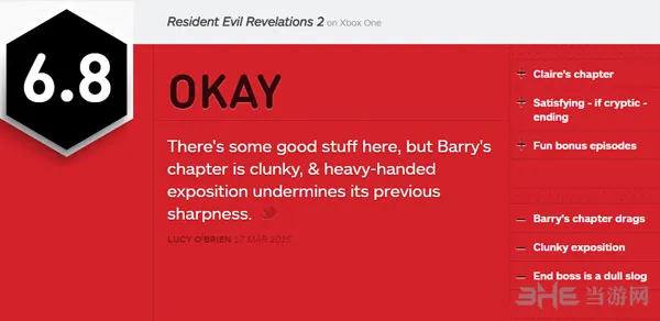 生化危机启示录2第四章获IGN6.8好评 没有完美的结局