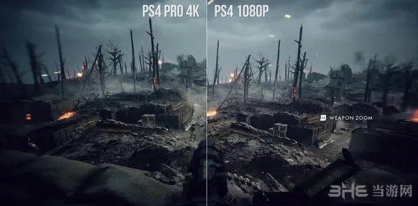 《战地1》PS4 Pro 4K画质与普通版对比视频 画质逆天