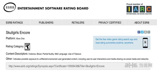 ESRB曝光《骷髅女孩：返场》分级 厂商否认开发Xb1版本