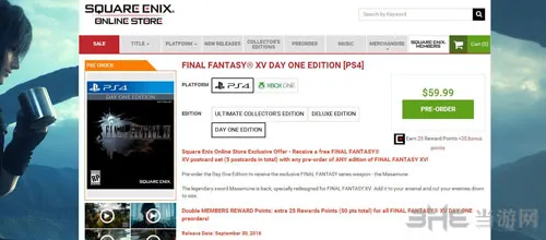 《最终幻想15》预定开启 售价公布59.99美元