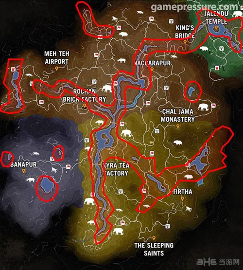《孤岛惊魂:原始杀戮》竟然采用四代地图 水域位置几乎相同