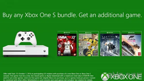 微软宣布9月25日起购买Xbox One主机将免费获得一款游戏