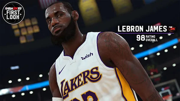 《NBA 2K19》詹姆斯能力值发布 身穿湖人球衣亮相斯台普斯