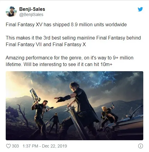 《最终幻想15》出货量达到890万 成