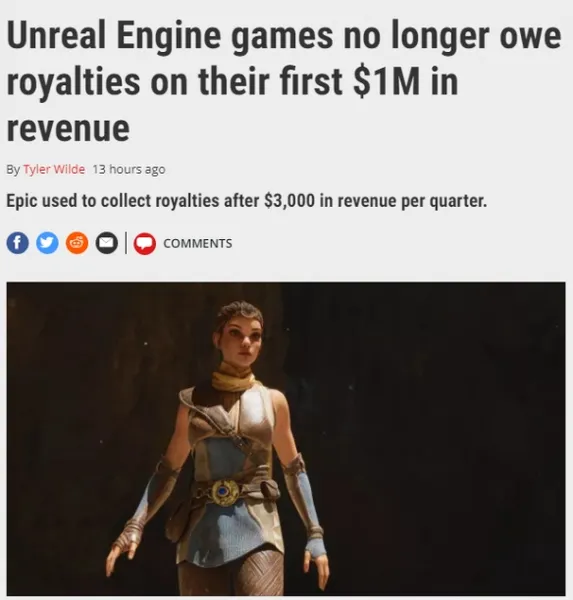 Epic宣布免除游戏销售额100万美元