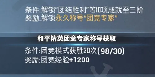 和平精英团竞专家称号怎么获得 和平精英团竞专家称号怎么算的